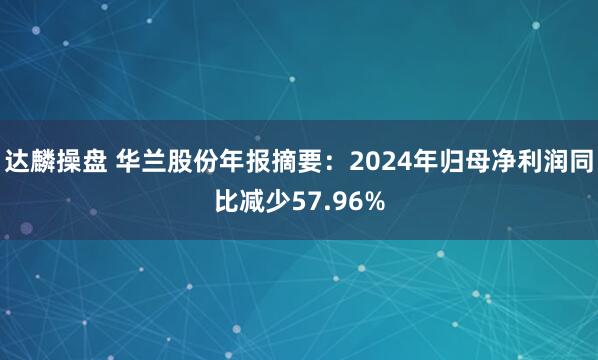 达麟操盘 华兰股份年报摘要：2024年归母净利润同比减少57.96%